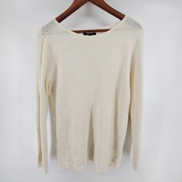 Rachel Zoe Womens Karla Open Cream Lace Knit Stretchy Cotton Blend Sweater| XL - Picture 2 of 12